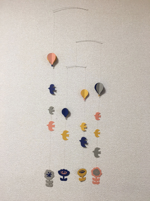 花と鳥と気球のモビール(OR) 2枚目の画像