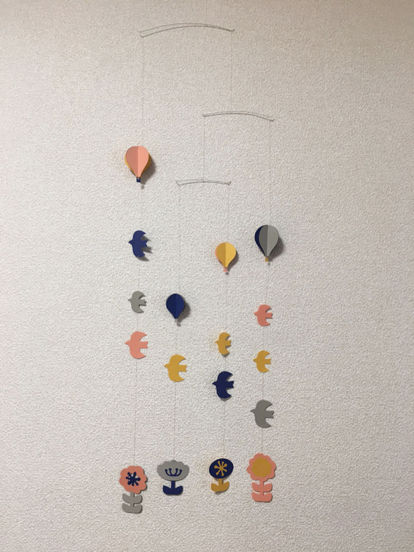 花と鳥と気球のモビール(OR) 3枚目の画像