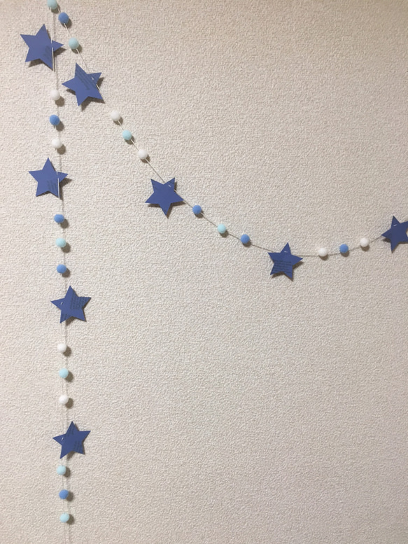 星10個ガーランド（フエルトボールBU） 1枚目の画像