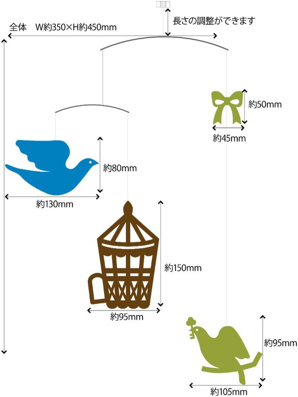 とりかごのモビール 4枚目の画像
