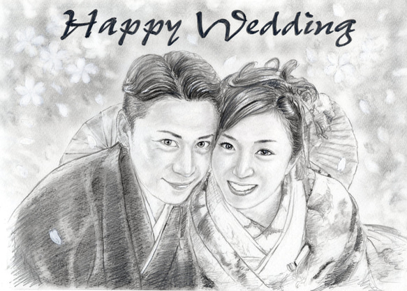 手描き似顔絵ウェルカムボード（鉛筆画）B4サイズ イラスト solo 通販