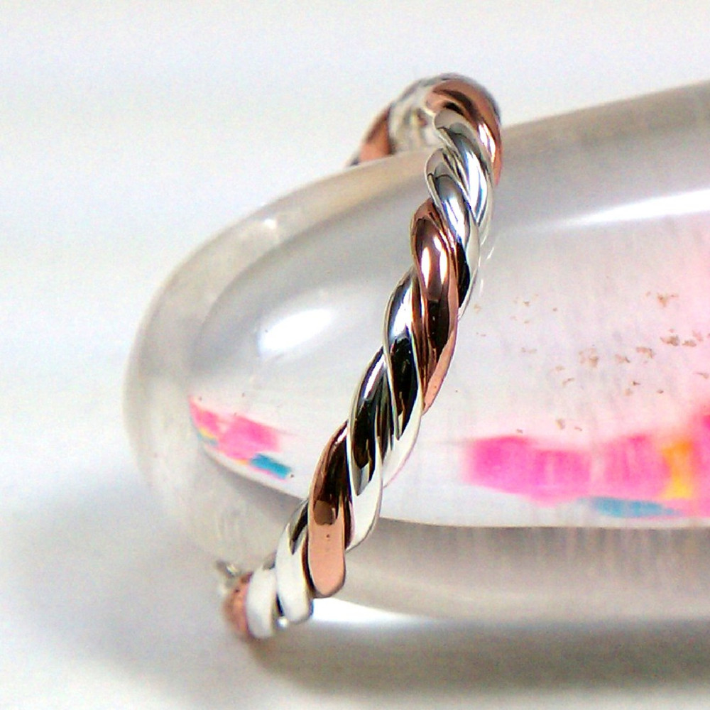 赤い糸リング（シルバー、銅）3本縒り線