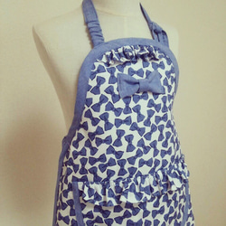 Ｓ様専用　Kids Apron ribbon blue B 3枚目の画像