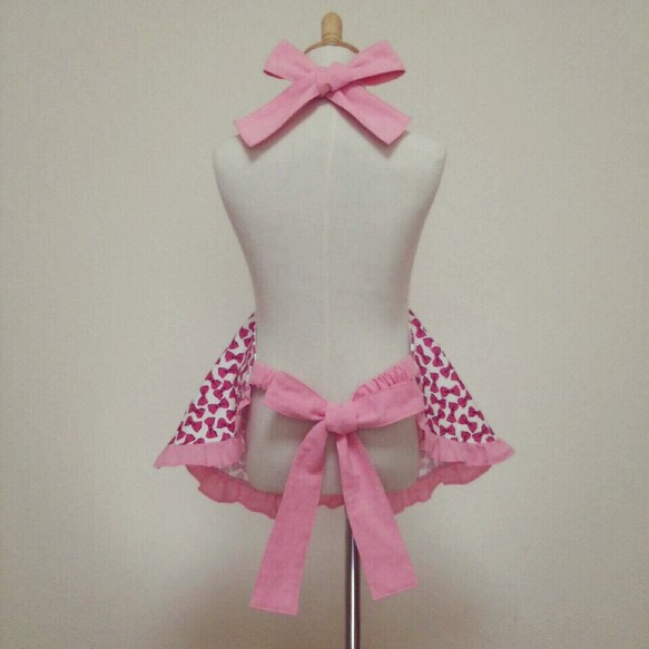 三角巾付き Kids Apron  ribbon pink A 4枚目の画像