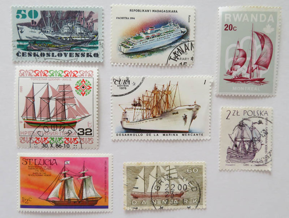 ＜SALE>船の切手　30枚　外国切手　 2枚目の画像