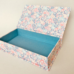 リバティプリントのブック型BOX（pale blue） 4枚目の画像