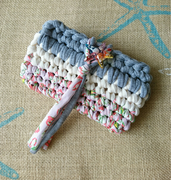 ズパゲッティ　小物入れ　マルチケース　Tシャツヤーン ズパゲッティ 小物入れ マルチケース Tシャツヤーン いちばん簡単な