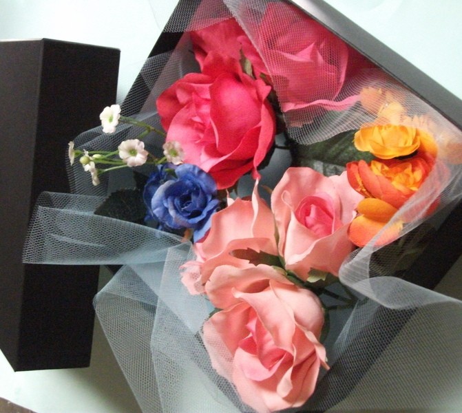 送料無料★（暖色系）ヘッドドレス＆チュール★髪飾り＆リストレットの組み合わせオーダー品＊・ブラックボックス♪