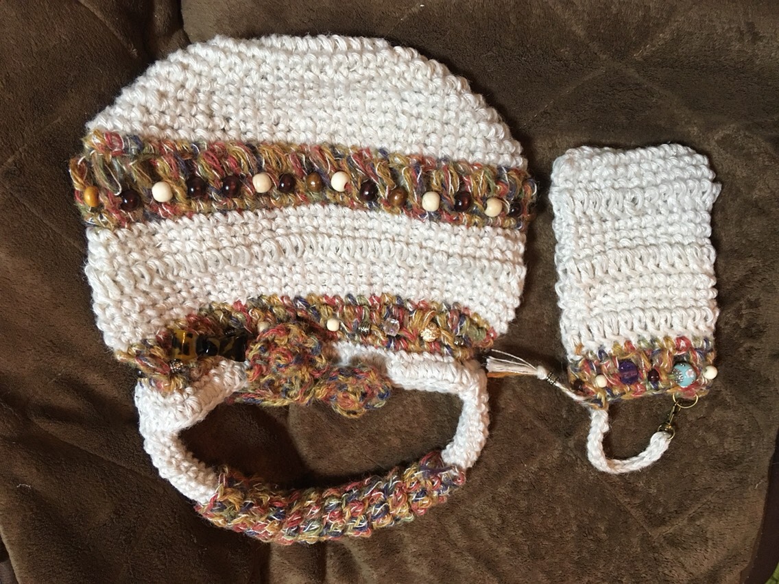 おしゃれな手編みバック＆小物いれ＆おまけ かごバッグ てび  