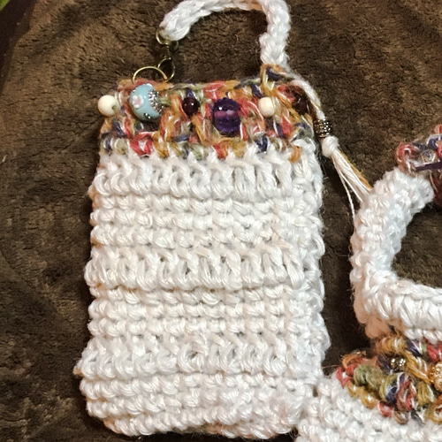 おしゃれな手編みバック＆小物いれ＆おまけ かごバッグ てび  