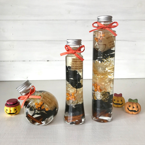 ハーバリウム ハロウィン healing 丸瓶 ハーバリウム・植物標本
