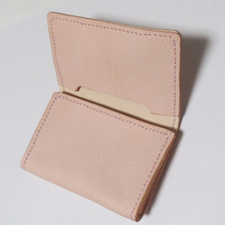 ブタ革のブタ顔のカードケース　ピンク 2枚目の画像