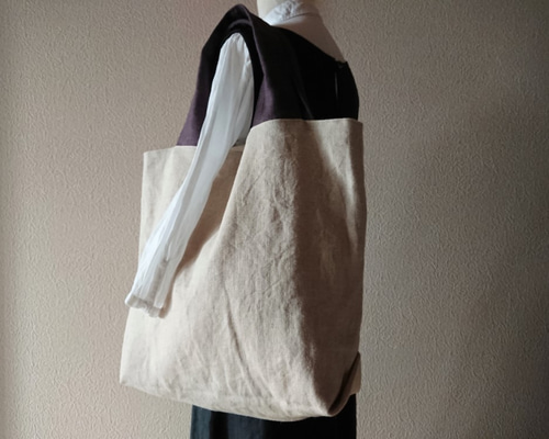 ハンドメイドトートバック(大きめ)※テーブルランナー※マスク※リネン ハンドメイドトートバック(大きめ)※テーブルランナー※マスク