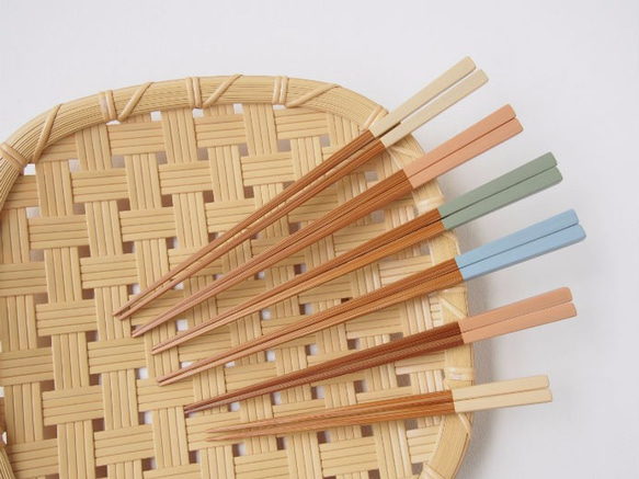 竹・自然塗料箸　やさしい色シリーズ  06-22  ソーダ 3枚目の画像