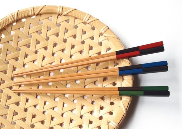 竹製・自然塗料箸　05-22-CH  エメラルド 4枚目の画像