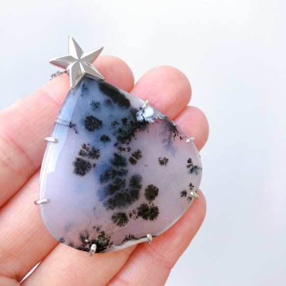 白い森のペンダント(B)* Dendritic Opal & Silver925 * 5枚目の画像