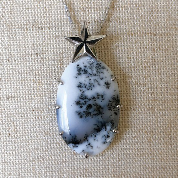 白い森のペンダント(F)* Dendritic Opal & Silver925 * 6枚目の画像