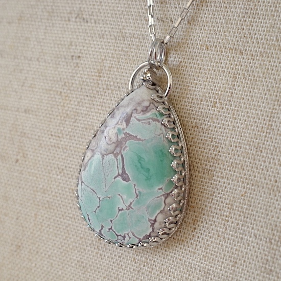 バリサイト&ミニダイヤ ペンダント (G) silver925