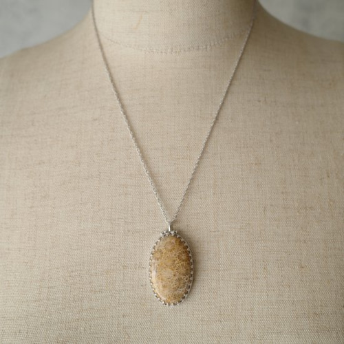 フォッシルコーラル ペンダント(oval) silver925 ネックレス
