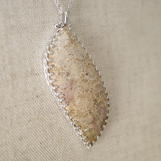 フォッシルコーラル ペンダント(swing) silver925