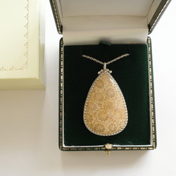 フォッシルコーラル ペンダント(pear) silver925 5枚目の画像