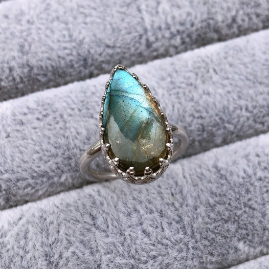 ラブラドライト クラウンリング(D) silver925 #10