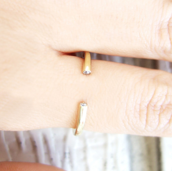 石が選べる　brass PIP 2stones ring　誕生石　割引価格 2枚目の画像