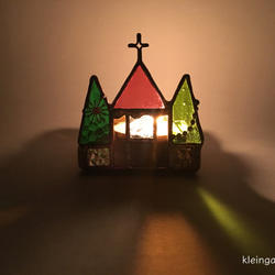 【クリスマス】小さなトレー　キャンドルホルダー　ステンドグラス 6枚目の画像
