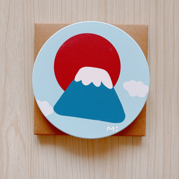 富士山 圓形 吸水杯墊 第1張的照片