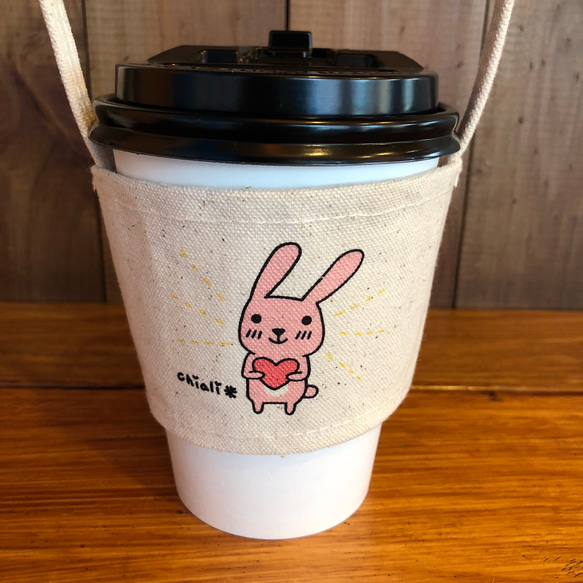 兔子手繪環保杯袋 第1張的照片