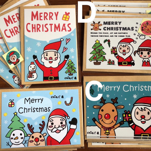 キビの手描きのクリスマスカードはがき ポストカード Chiali米 通販