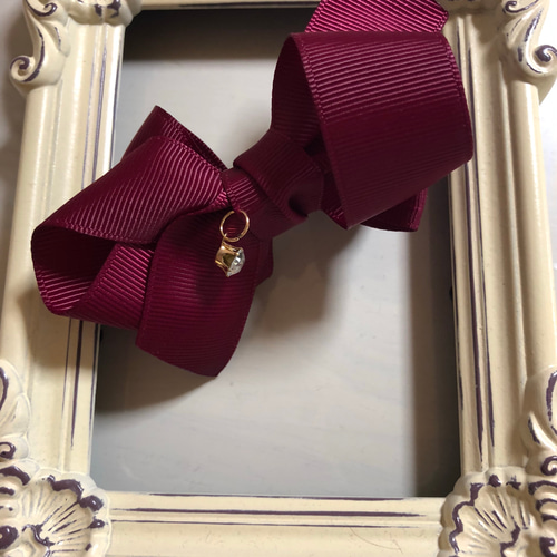 ふんわり重ねりぼん♡ ボルドー ヘアゴム y❁︎h 通販｜Creema  