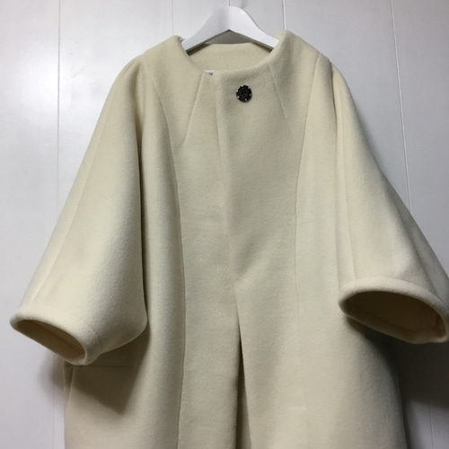 厚地〜ウール混ソフトメルトン〜ドルマンスリーブコート◾️オフ