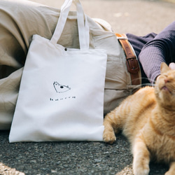 新時代の太った猫の手作りステンシルキャンバスバッグ 1枚目の画像