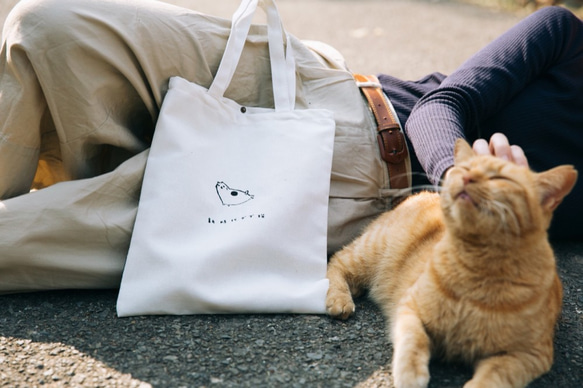新時代の太った猫の手作りステンシルキャンバスバッグ 1枚目の画像