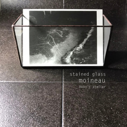 ステンドグラス　シンプル　ガラス収納ケース　メイクボックス　はがきスタンド　カードホルダー　フォトスタンド　店舗什器 1枚目の画像
