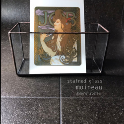 ステンドグラス　シンプル　ガラス収納ケース　メイクボックス　はがきスタンド　カードホルダー　フォトスタンド　店舗什器 3枚目の画像