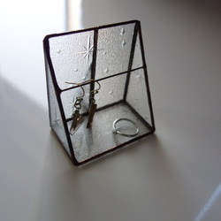 ステンドグラス【アンティーク・縦型カードスタンド】昭和型板硝子使用　ディスプレイ　ショップカード　名刺　　メモ　什器　 4枚目の画像