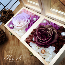 Ms.H flower design 艷紫金面紗不凋花永生花盒 第3張的照片