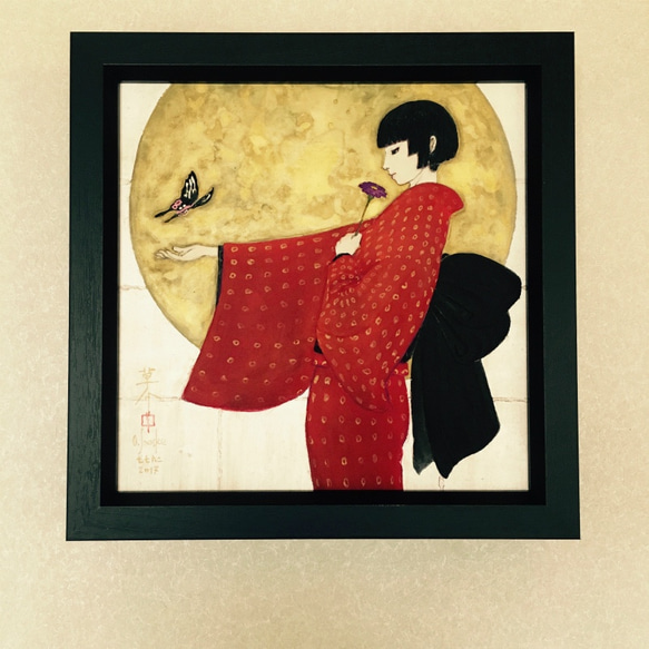 肉筆 日本画 「アゲハ」 SSM_002 O.Souske 小野池草介作 2枚目の画像