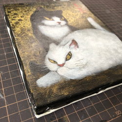 肉筆アルキド画「相棒／そーねこ」F0号 2枚目の画像