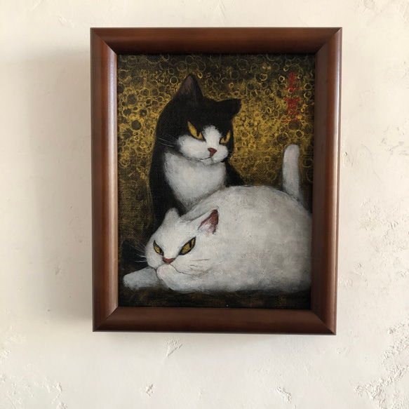 肉筆アルキド画「相棒／そーねこ」F0号 7枚目の画像