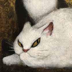 肉筆アルキド画「相棒／そーねこ」F0号 9枚目の画像