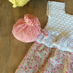 ハンドメイド　かぎ針編み　可愛い巾着袋　ピンク 3枚目の画像