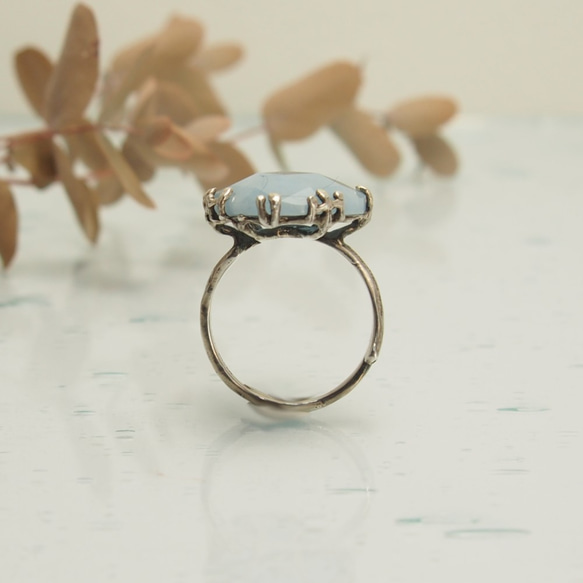 【silver】ミルキーアクアマリンのリング　Ｒ185 3枚目の画像