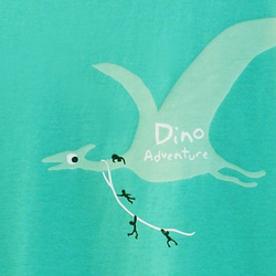 親子でお揃い【恐竜】グリーン・Tシャツ - パパ (size L、XL) 2枚目の画像