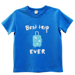 親子でお揃い【旅行します】青い・Tシャツ - キッズA  (size 90-120) 1枚目の画像