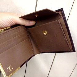 革のチョコレート・二つ折り財布（銀の包み紙） 4枚目の画像