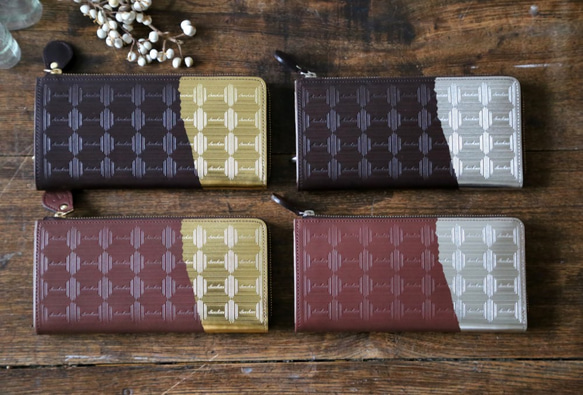 【K様お取り置き品】革のチョコレート長財布・スイートチョコ（金の包み紙） 5枚目の画像