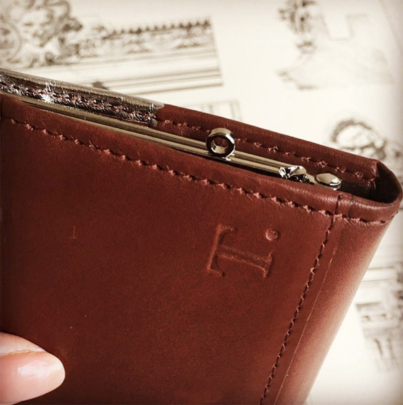 革のチョコ・がま口カードケース兼財布　スイート（銀の包み紙） 5枚目の画像